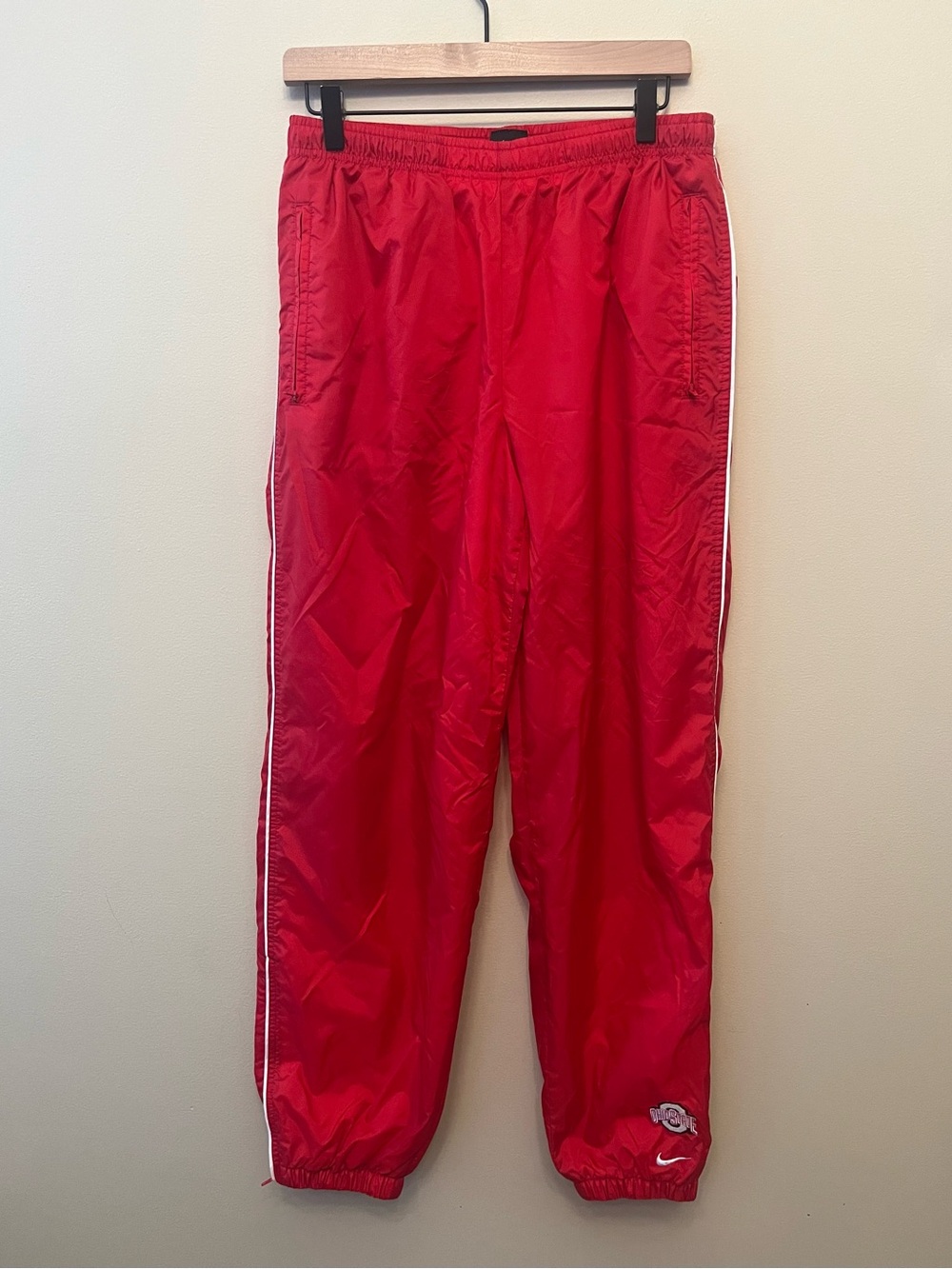 Vintage Ohio State Nike Team Windbreaker Pants Men's Size Medium Y2K Red Black